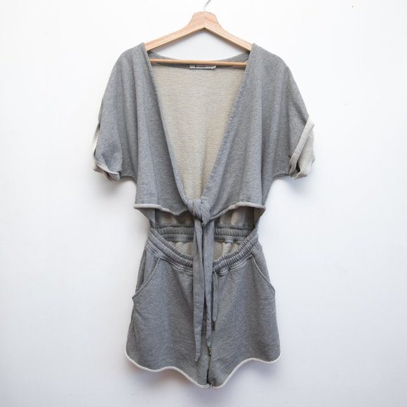 Alexander Wang Heather Gray Tie Front Romper - Picture 2 of 7